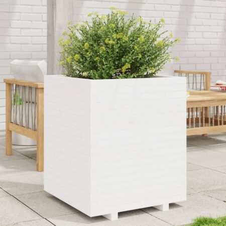Plantekasse 60x60x72,5 cm massivt fyrretræ hvid