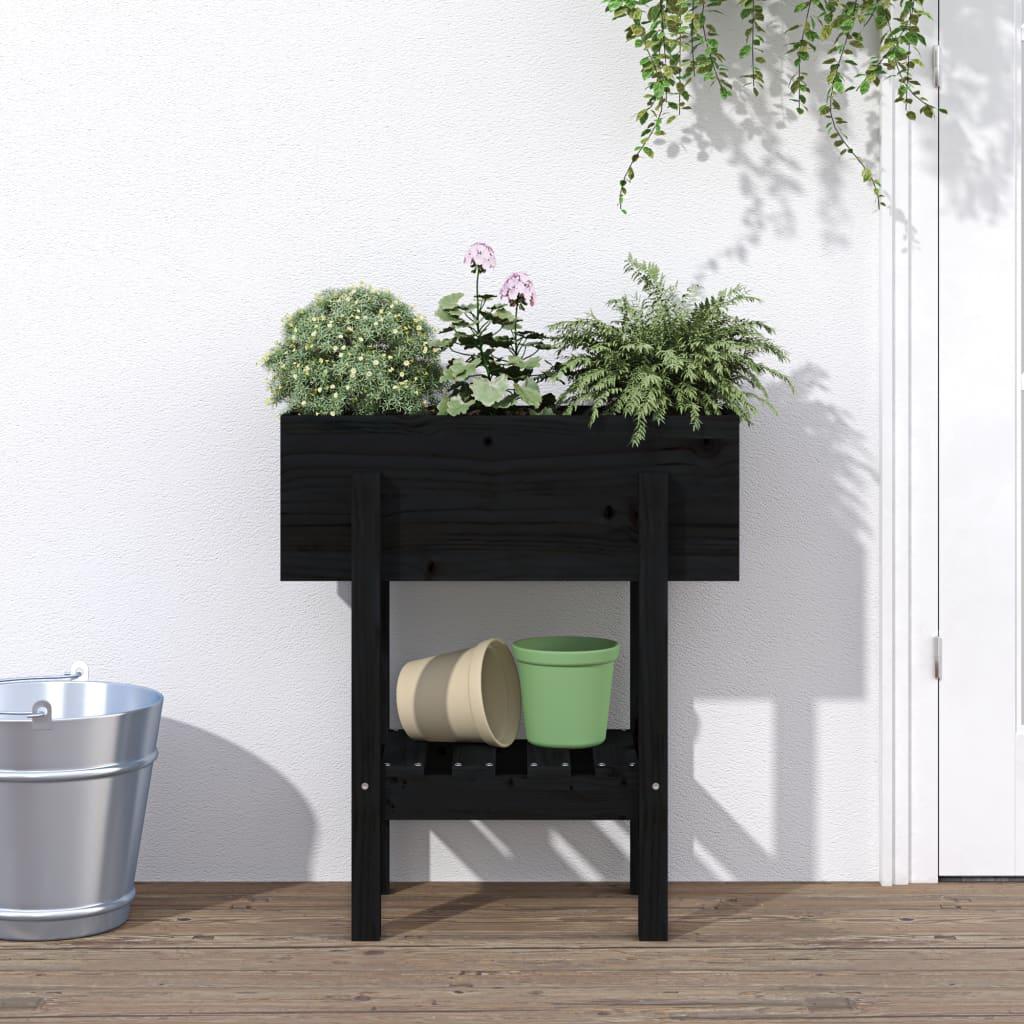 Plantekasse 62x30x69 cm massivt fyrretræ sort Plantekasse 62x30x69 cm massivt fyrretræ sort