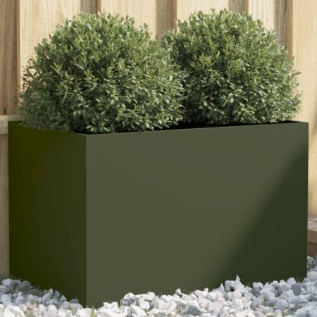 Plantekasse 62x40x39 cm stål olivengrøn