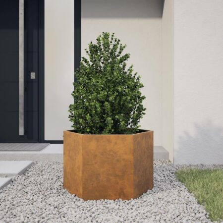 Plantekasse 69x60x45 cm sekskantet Forvitringsstål