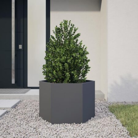 Plantekasse 69x60x45 cm sekskantet stål antracitgrå