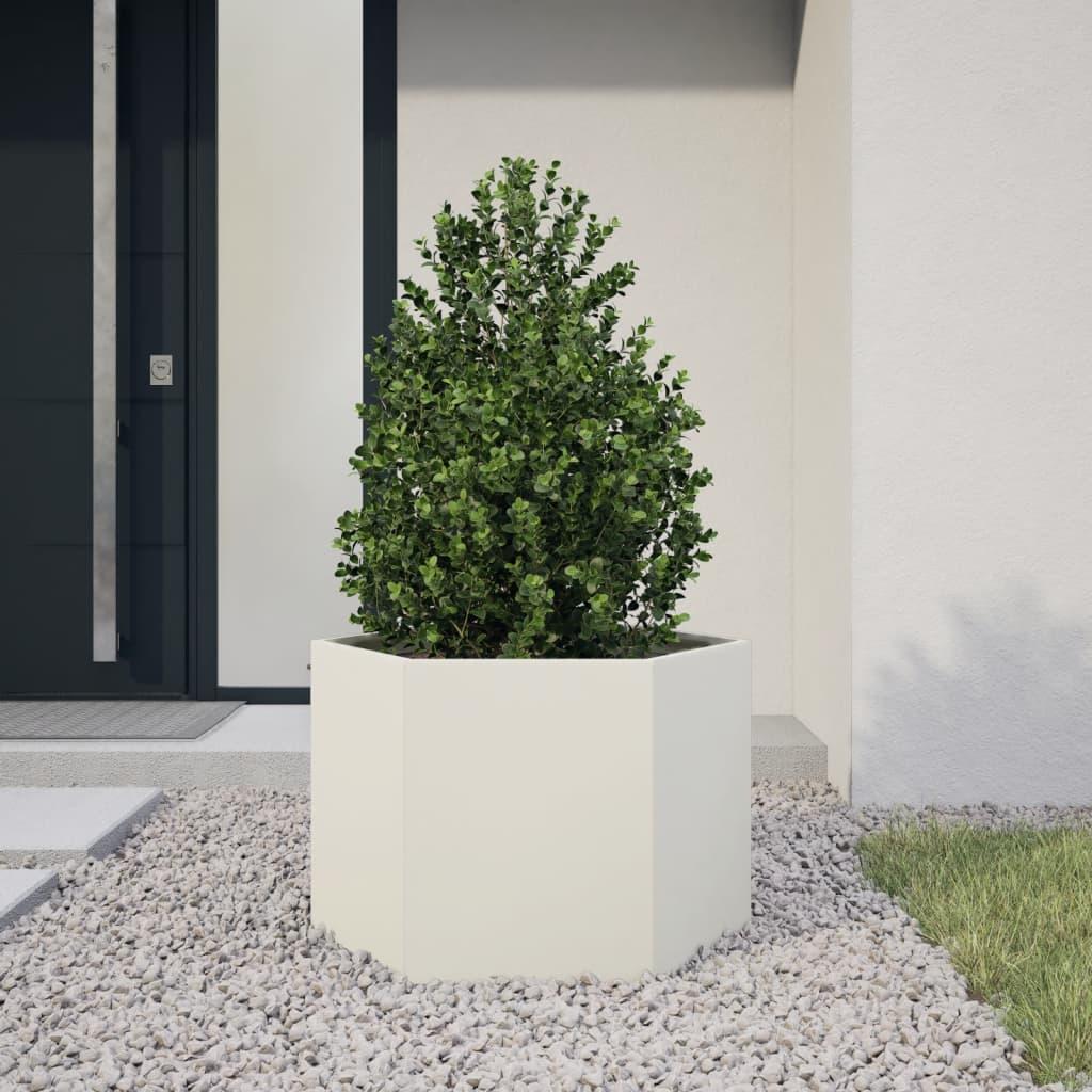 Plantekasse 69x60x45 cm sekskantet stål hvid Plantekasse 69x60x45 cm sekskantet stål hvid