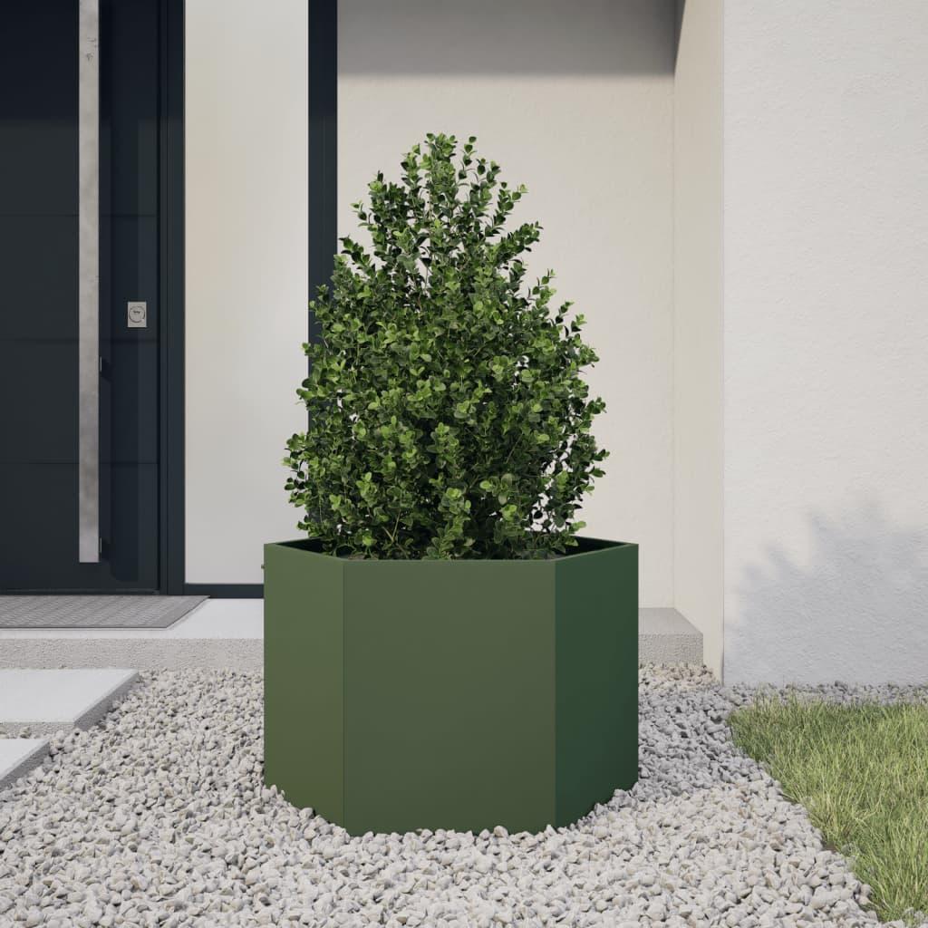 Plantekasse 69x60x45 cm sekskantet stål olivengrøn Plantekasse 69x60x45 cm sekskantet stål olivengrøn