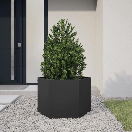 Plantekasse 69x60x45 cm sekskantet stål sort