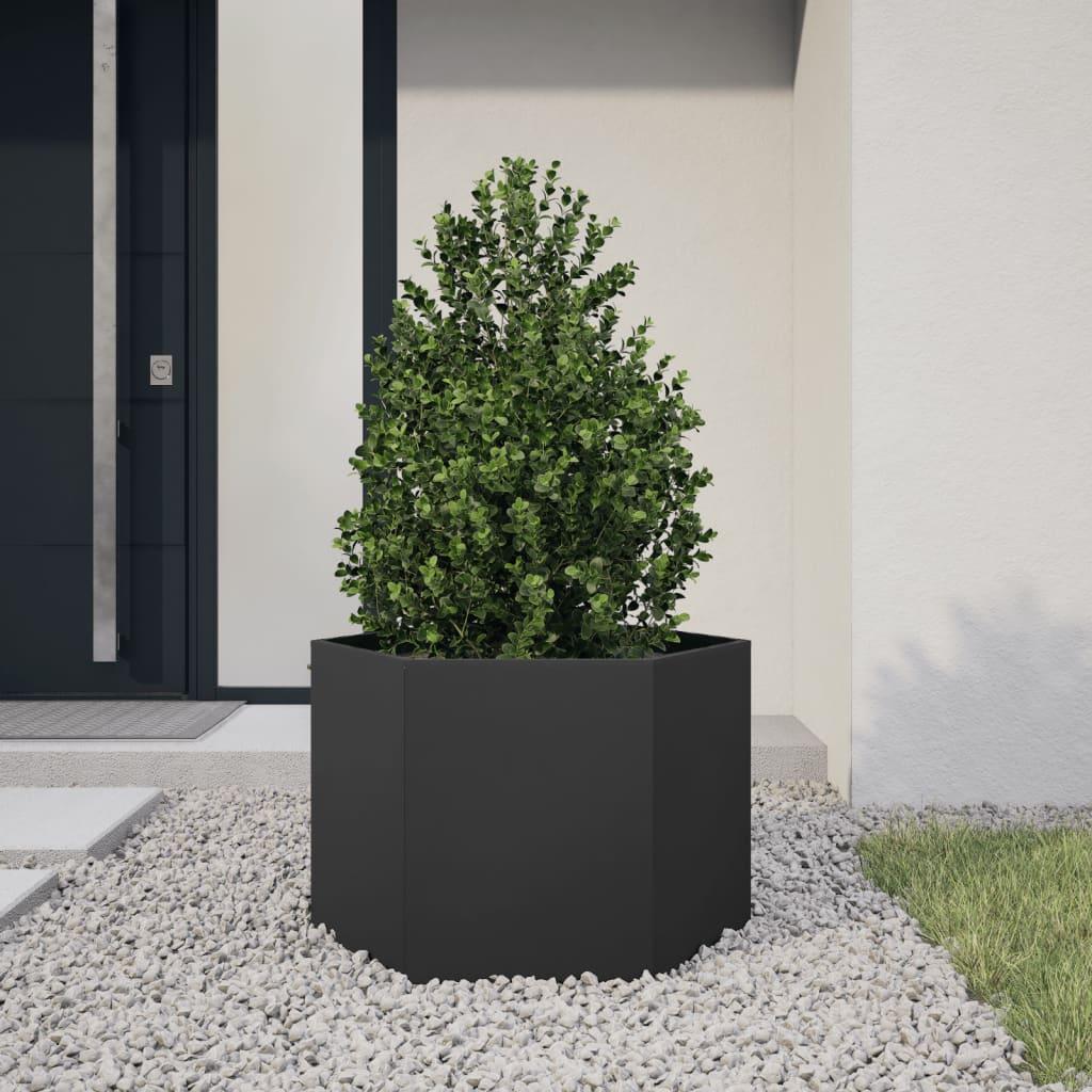 Plantekasse 69x60x45 cm sekskantet stål sort Plantekasse 69x60x45 cm sekskantet stål sort