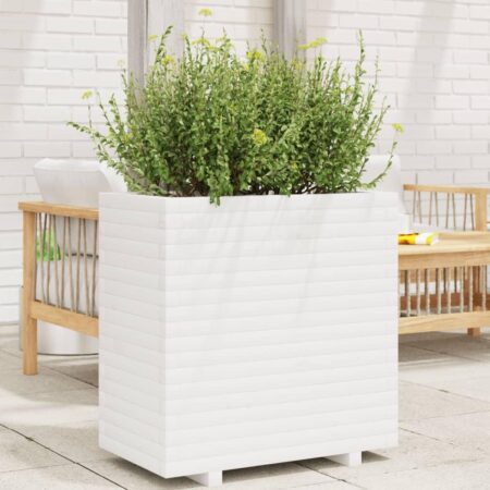 Plantekasse 70x40x72 cm massivt fyrretræ hvid