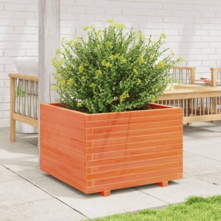 Plantekasse 70x70x49,5 cm massivt fyrretræ gyldenbrun