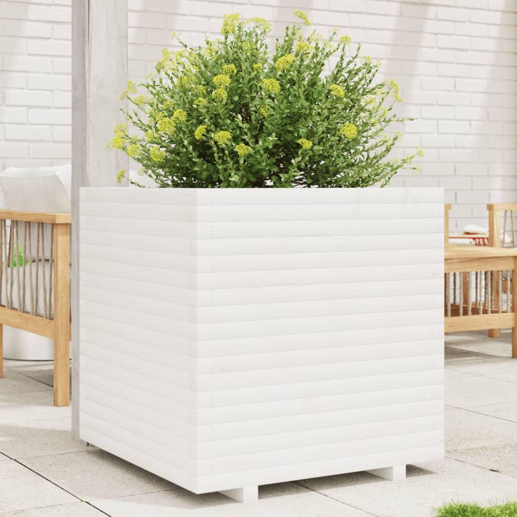 Plantekasse 70x70x72 cm massivt fyrretræ hvid Plantekasse 70x70x72 cm massivt fyrretræ hvid