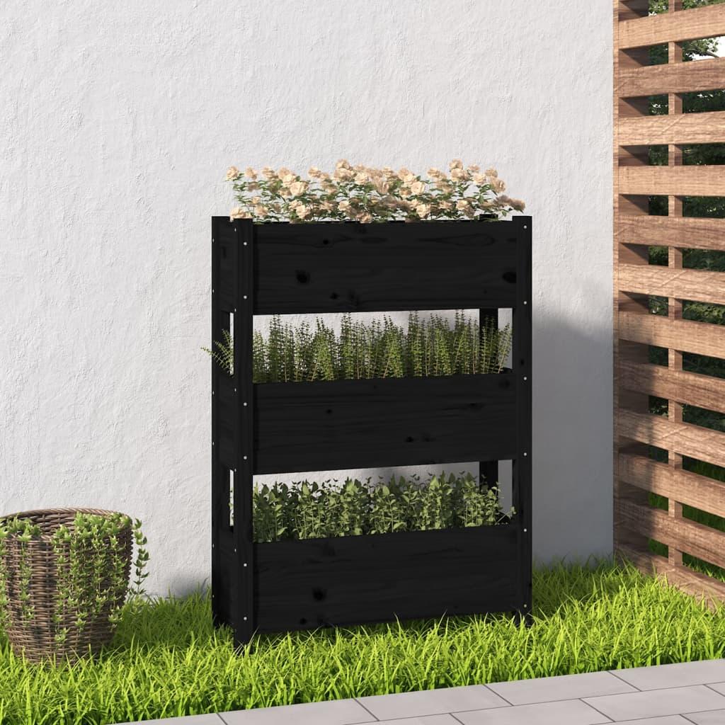 Plantekasse 77x25x104,5 cm massivt fyrretræ sort Plantekasse 77x25x104,5 cm massivt fyrretræ sort