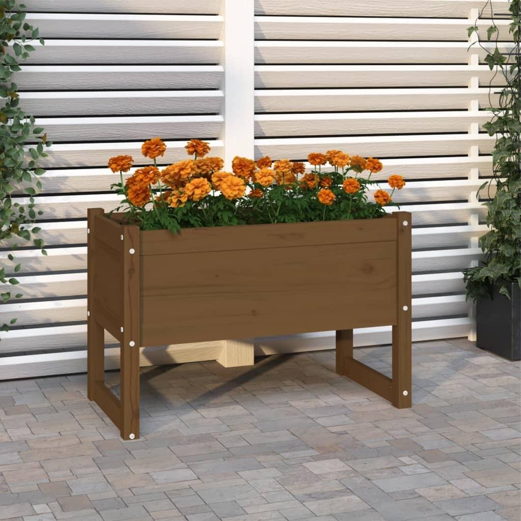 Plantekasse 78x40x52 cm massivt fyrretræ gyldenbrun Plantekasse 78x40x52 cm massivt fyrretræ gyldenbrun