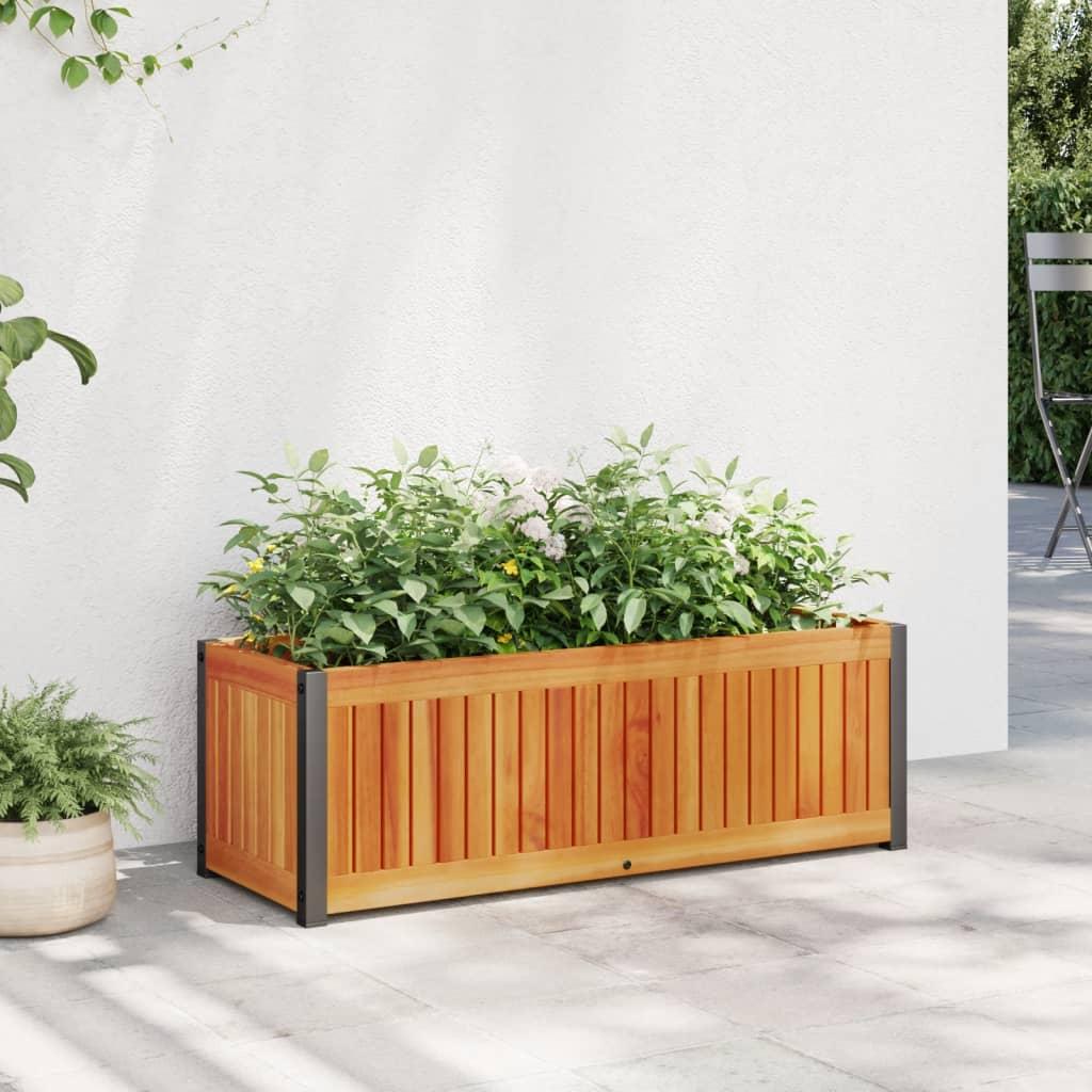 Plantekasse 80x30x27,5 cm massivt akacietræ og stål Plantekasse 80x30x27,5 cm massivt akacietræ og stål