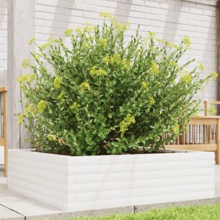 Plantekasse 80x80x23 cm massivt fyrretræ hvid