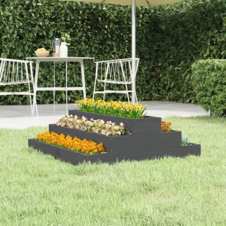Plantekasse 80x80x27 cm massivt fyrretræ grå