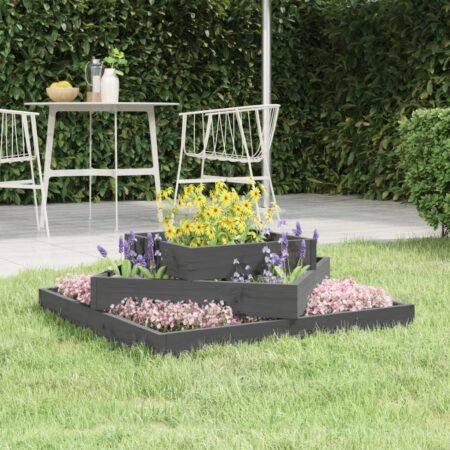 Plantekasse 80x80x27 cm massivt fyrretræ grå