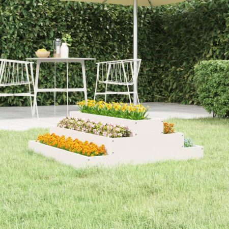 Plantekasse 80x80x27 cm massivt fyrretræ hvid