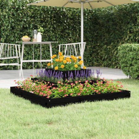 Plantekasse 80x80x27 cm massivt fyrretræ sort