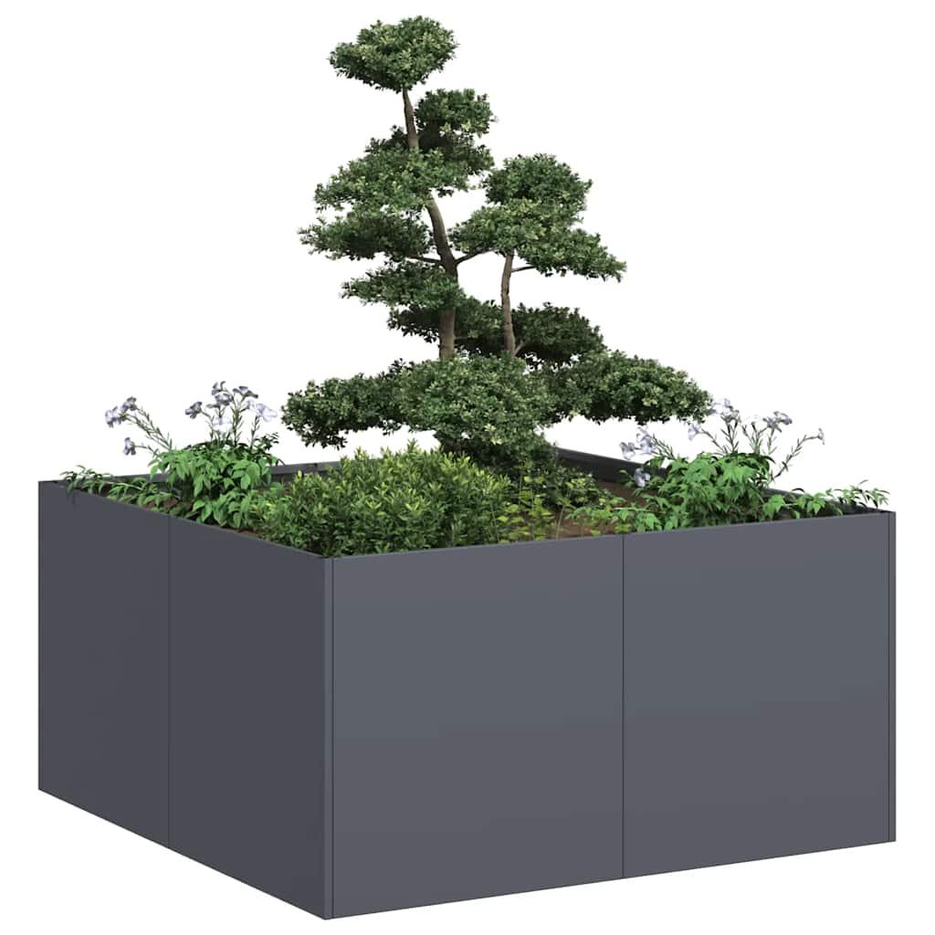Plantekasse 80x80x40 cm koldvalset stål antracitgrå Plantekasse 80x80x40 cm koldvalset stål antracitgrå