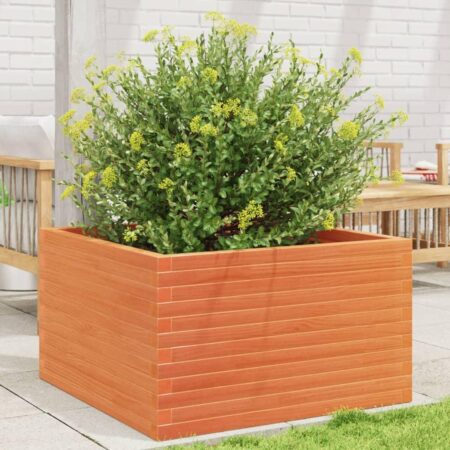 Plantekasse 80x80x46 cm massivt fyrretræ gyldenbrun