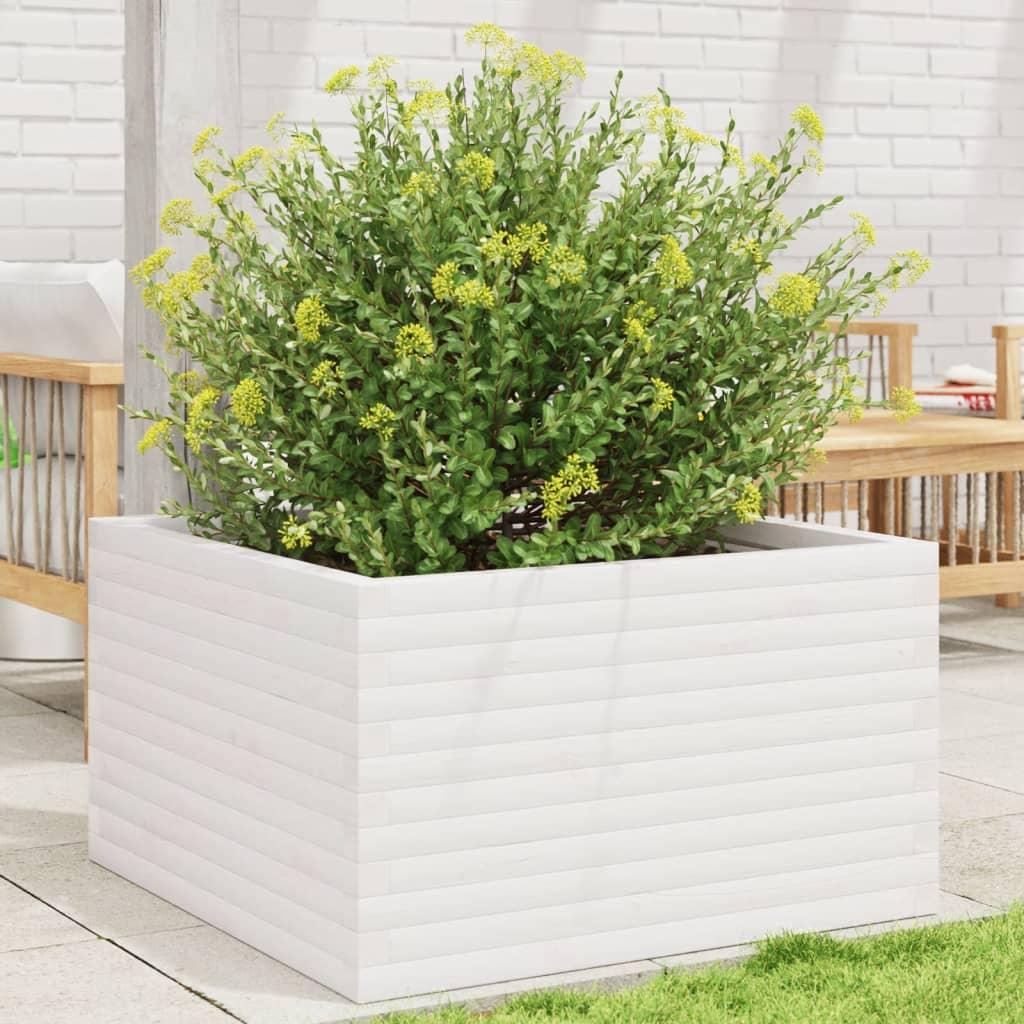 Plantekasse 80x80x46 cm massivt fyrretræ hvid Plantekasse 80x80x46 cm massivt fyrretræ hvid