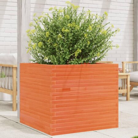 Plantekasse 80x80x68,5 cm massivt fyrretræ gyldenbrun