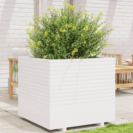 Plantekasse 80x80x72 cm massivt fyrretræ hvid