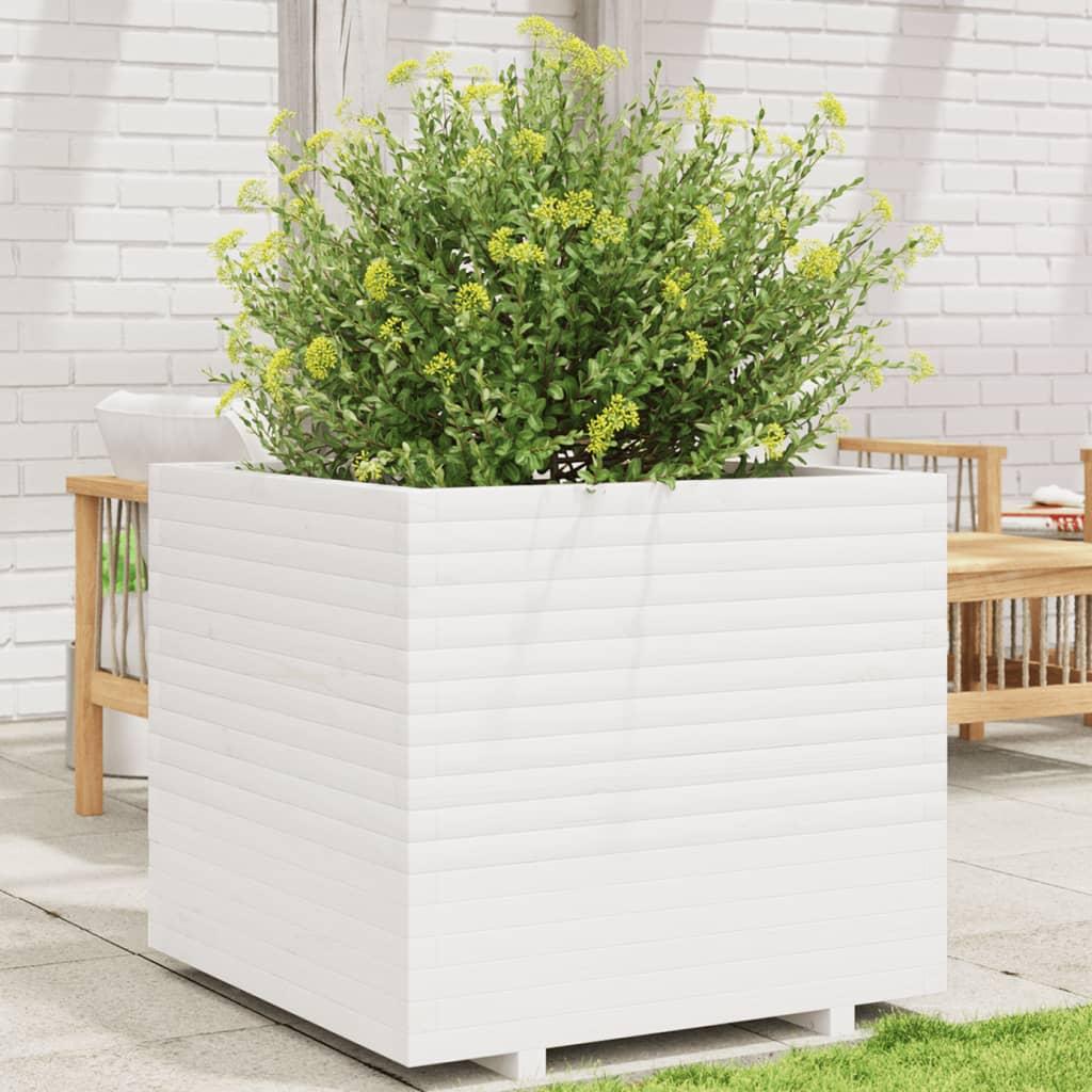 Plantekasse 80x80x72 cm massivt fyrretræ hvid Plantekasse 80x80x72 cm massivt fyrretræ hvid