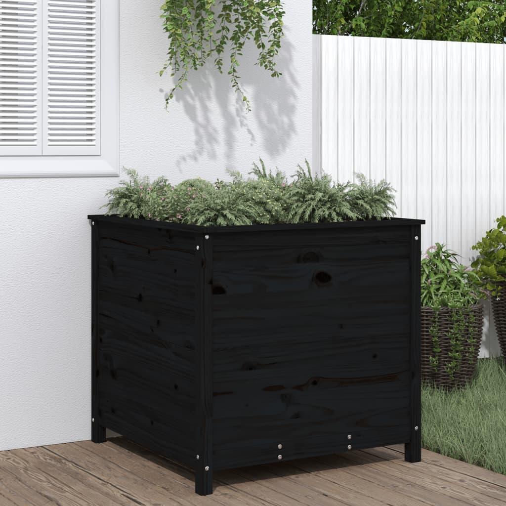 Plantekasse 82,5x82,5x78 cm massivt fyrretræ sort Plantekasse 82,5x82,5x78 cm massivt fyrretræ sort