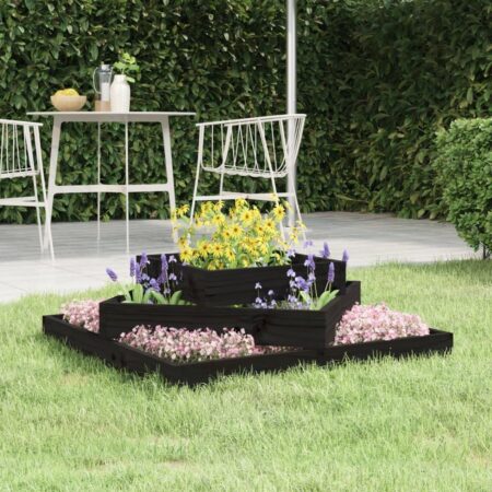 Plantekasse 83x83x27 cm massivt fyrretræ sort