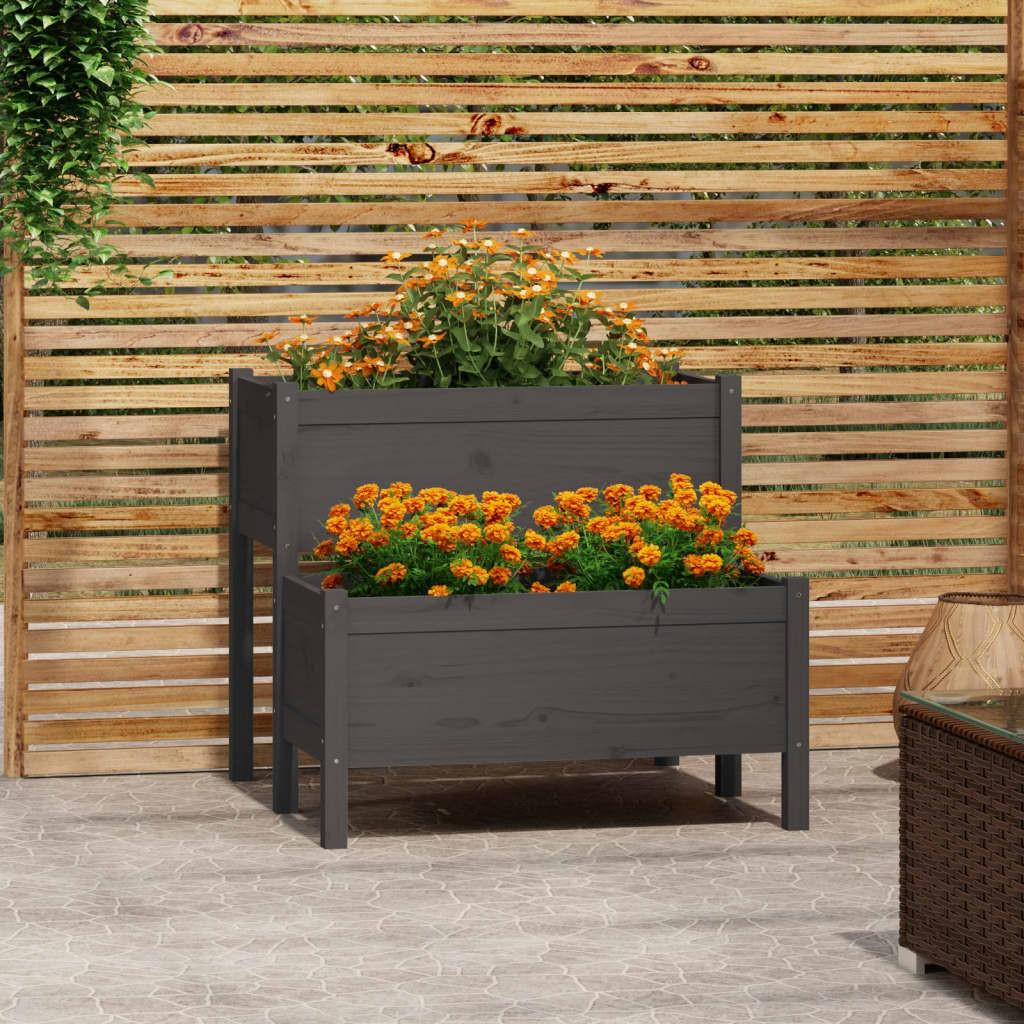 Plantekasse 84,5x84x75 cm massivt fyrretræ grå Plantekasse 84,5x84x75 cm massivt fyrretræ grå