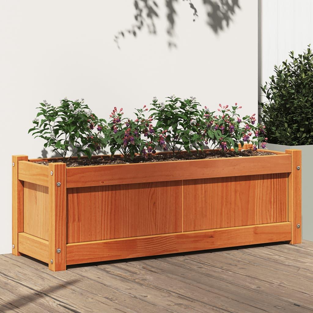 Plantekasse 90x31x31 cm massivt fyrretræ gyldenbrun Plantekasse 90x31x31 cm massivt fyrretræ gyldenbrun