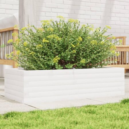 Plantekasse 90x40x23 cm massivt fyrretræ hvid