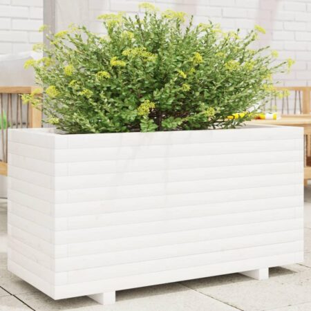 Plantekasse 90x40x49,5 cm massivt fyrretræ hvid