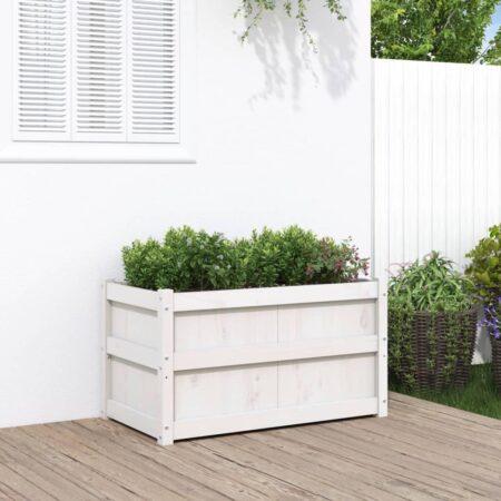 Plantekasse 90x50x50 cm massivt fyrretræ hvid