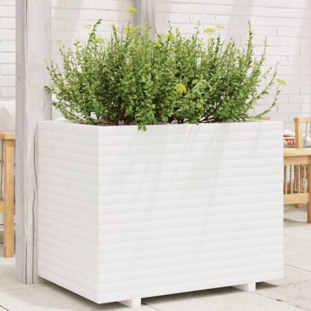 Plantekasse 90x60x72 cm massivt fyrretræ hvid