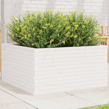 Plantekasse 90x90x46 cm massivt fyrretræ hvid