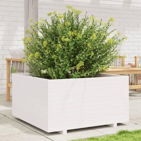 Plantekasse 90x90x49,5 cm massivt fyrretræ hvid