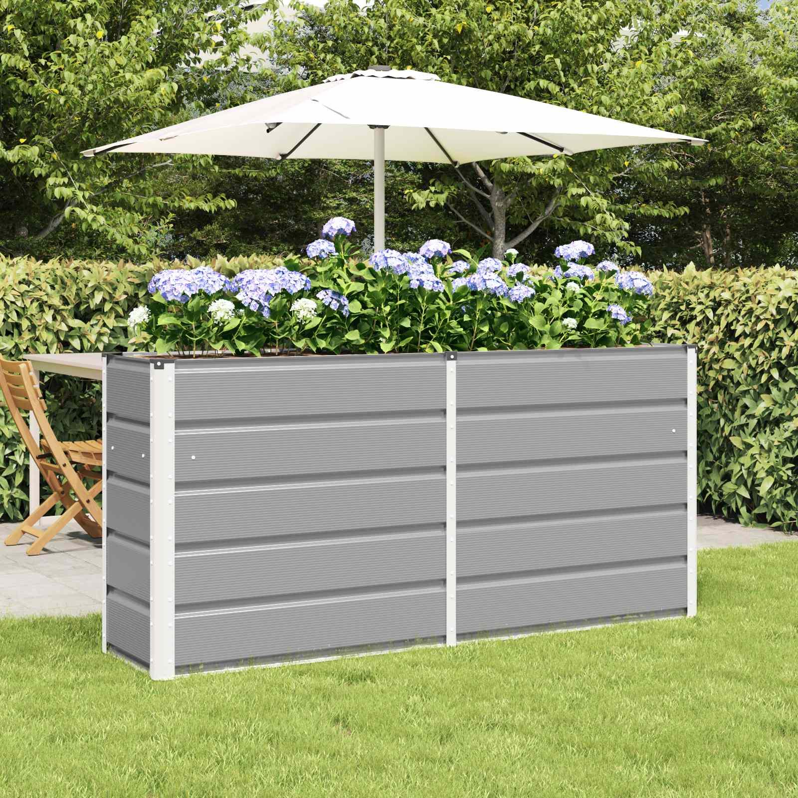 Plantekasse Lysegrå 160 x 40 x 75 cm Stål Plantekasse Lysegrå 160 x 40 x 75 cm Stål