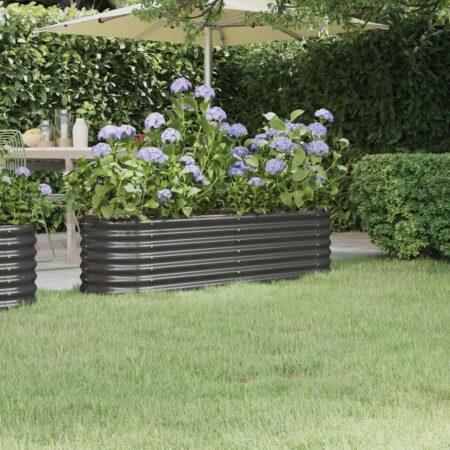 Plantekasse højbed 152 × 40 × 36 cm - galvaniseret stål, antracitgrå