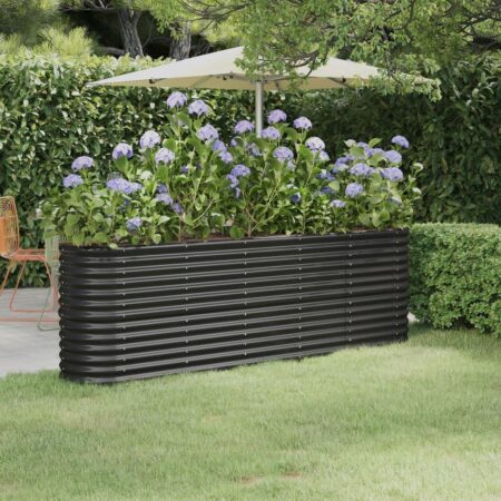 Plantekasse højbed 224 × 40 × 68 cm - galvaniseret stål, antracitgrå