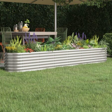 Plantekasse højbed 260 × 40 × 36 cm - galvaniseret stål, sølvfarvet