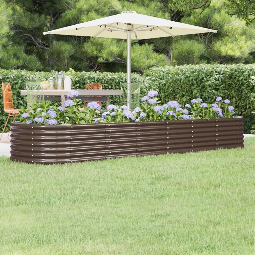 Plantekasse højbed 296 × 80 × 36 cm - galvaniseret stål, brun Plantekasse højbed 296 × 80 × 36 cm - galvaniseret stål, brun