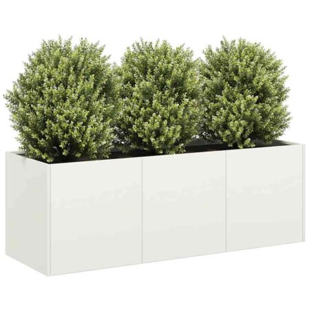 Plantekasse hvid 120x40x40 cm koldvalset stål