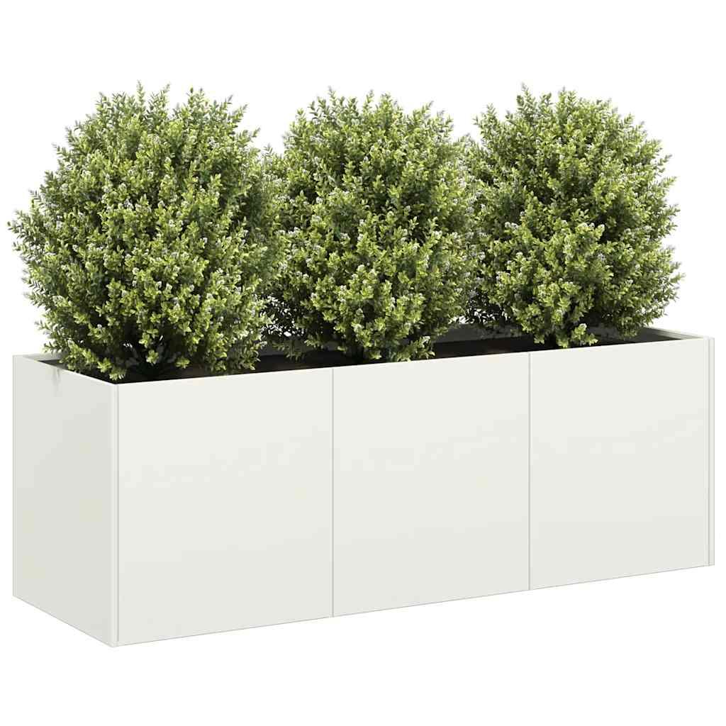 Plantekasse hvid 120x40x40 cm koldvalset stål Plantekasse hvid 120x40x40 cm koldvalset stål