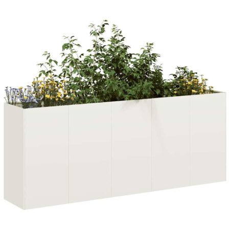 Plantekasse hvid 200x40x80 cm koldvalset stål