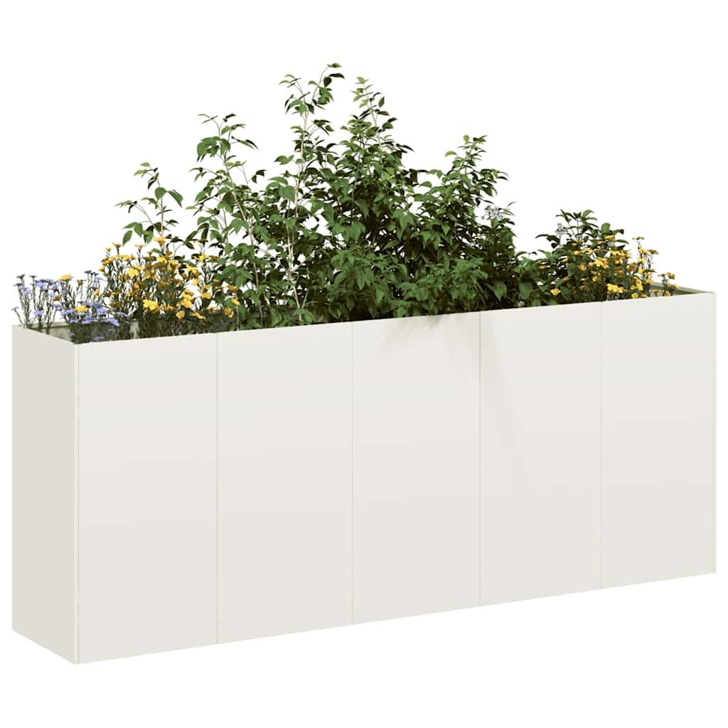 Plantekasse hvid 200x40x80 cm koldvalset stål Plantekasse hvid 200x40x80 cm koldvalset stål