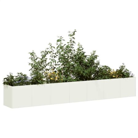 Plantekasse hvid 280x40x40 cm koldvalset stål