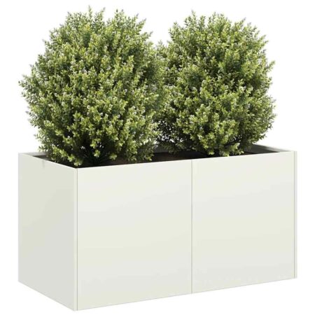 Plantekasse hvid 80x40x40 cm koldvalset stål