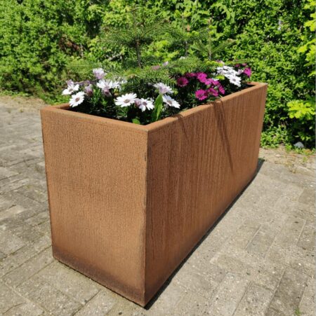Plantekasse i corten stål 120 x 40 x 55 (uden hjul)