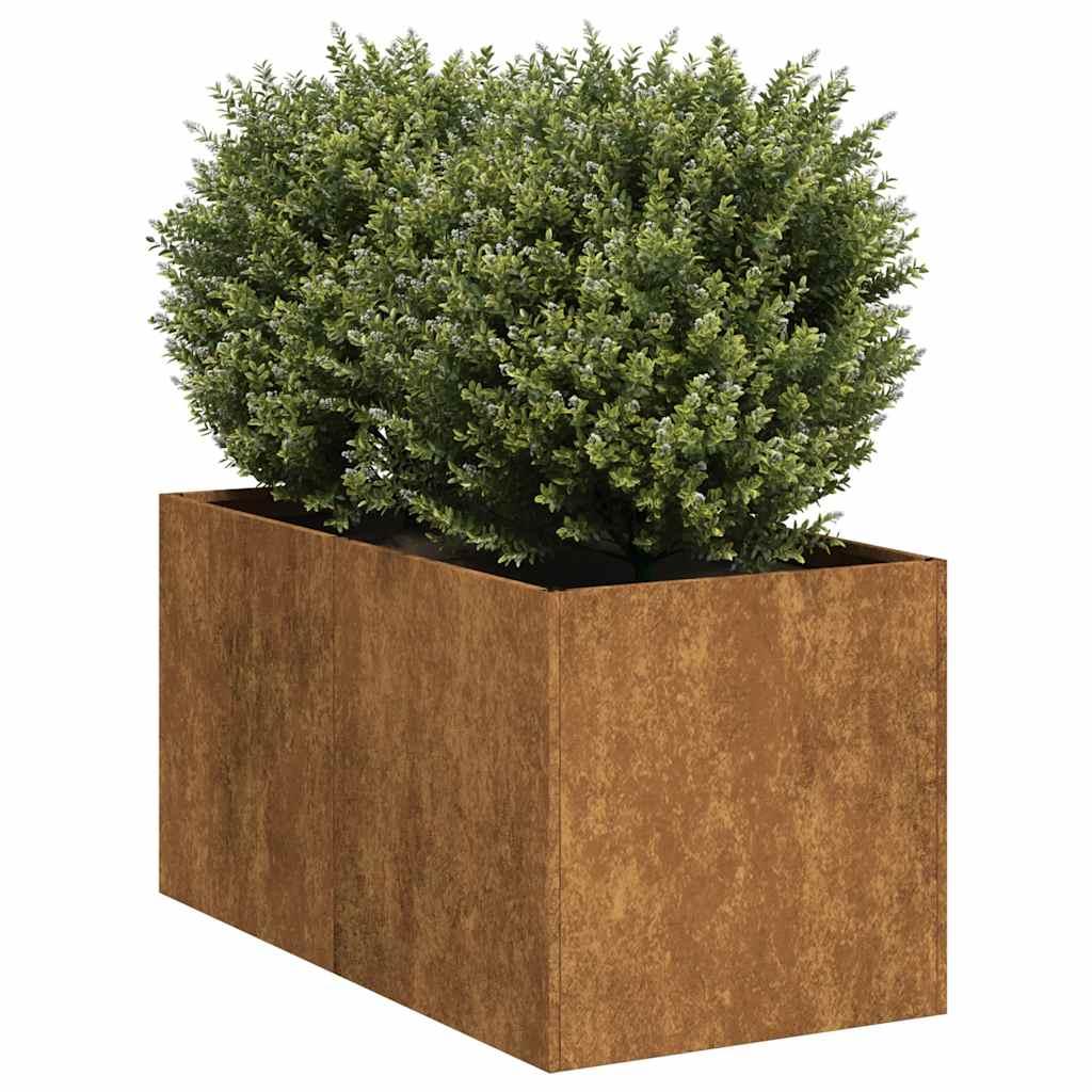 Plantekasse i cortenstål - rustfarvet 40 × 80 × 40 cm, åben bund Plantekasse i cortenstål - rustfarvet 40 × 80 × 40 cm, åben bund