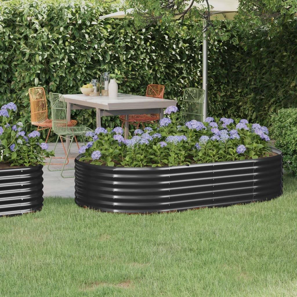 Plantekasse i galvaniseret stål 175 × 100 × 36 cm - antracitgrå, oval højbed Plantekasse i galvaniseret stål 175 × 100 × 36 cm - antracitgrå, oval højbed